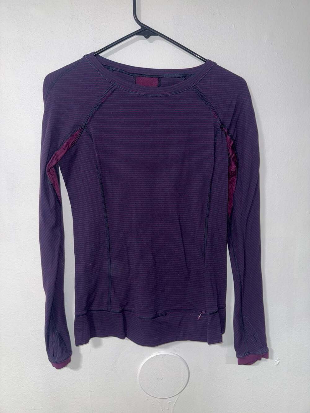 Lululemon Full Tilt Long Sleeve Striped Athletic Shirt Plum Purple